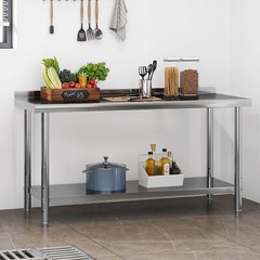 Large Work Table Undershelf 60×24″ Stainless Steel Commercial Kitchen Backsplash