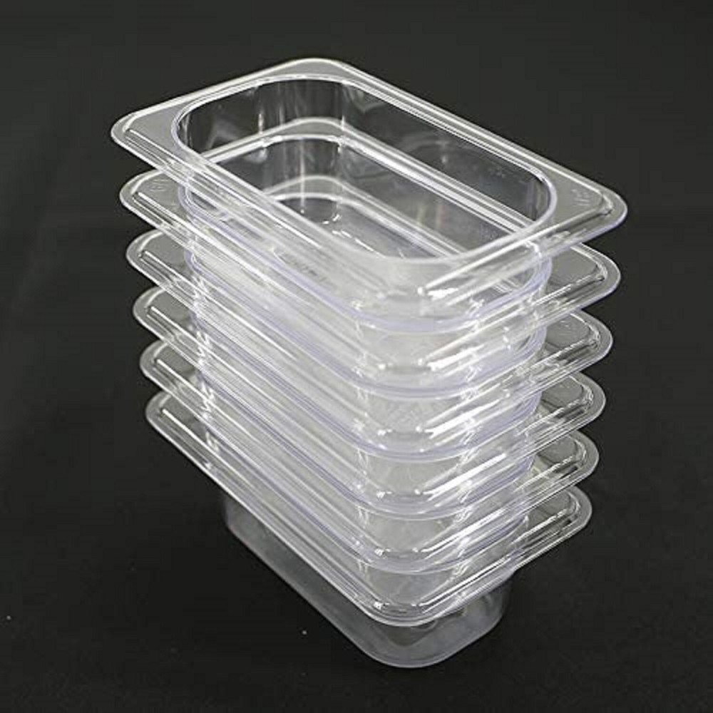 6 Pack 1/9 Size 2.5″ Deep Clear Plastic Steam Prep Table Food Pan Polycarbonate