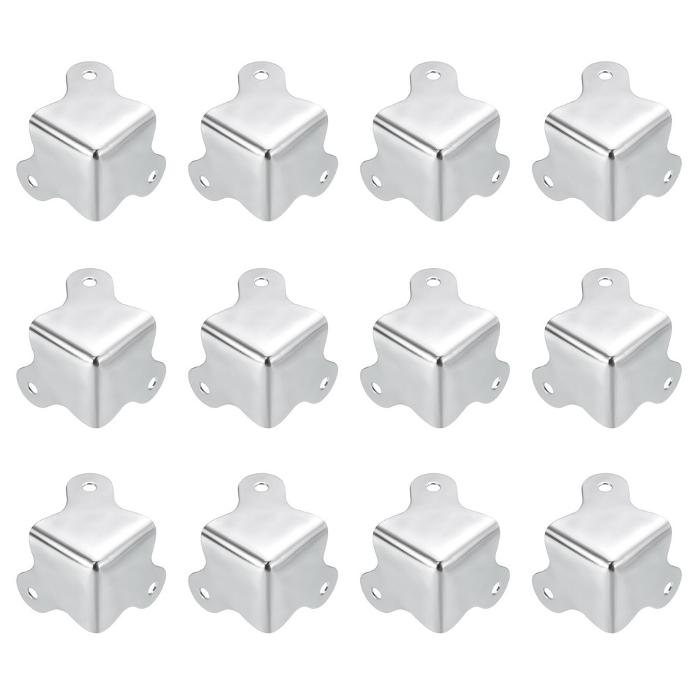 30x23mm Metal Box Corner Protectors Box Edge Guard Chrome Plating Silver 24pcs