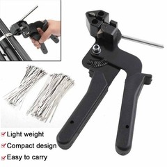 Heavy Duty Stainless Steel Cable Tie Gun 200Pcs Self-Locking Metal Zip Ties Kit
