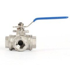 U.S. Solid 1/2 inch 3 Way Manual Ball Valve 304 Stainless Steel T Mounting Pad