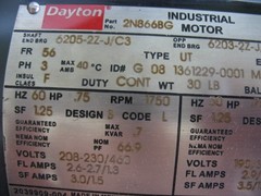DAYTON 2N866 General Purpose Motor, 3/4HP, 1,750 RPM, 208-230/460V AC 2N866BG