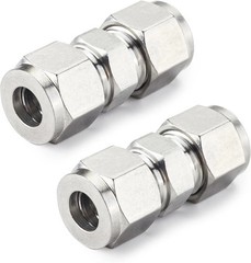 304 Stainless Steel Compression Tube Fitting, Union, 3/8″ OD X 3/8″ OD (2 Pcs)