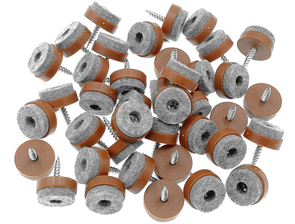 ALIMITOPIA 40pcs Screw-on Furniture Felt Pad Chair Glide 20mm(Brown), Brown
