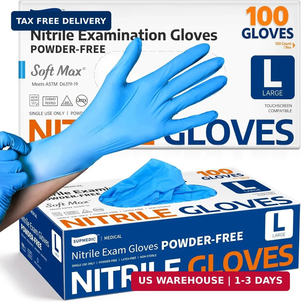 Supmedic Medical Soft Max™ Nitrile Exam Gloves, 100 Count Latex-Free Powder-Free