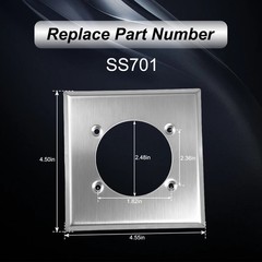 2 Gang Receptacle Wall Plate Single Hole W/ 4 Screws for 14-50R Hubbell HBL9450A