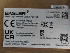 BASLER 2200000719 Ethernet Modules Basler GigE Interface Card, 4 Port PoE