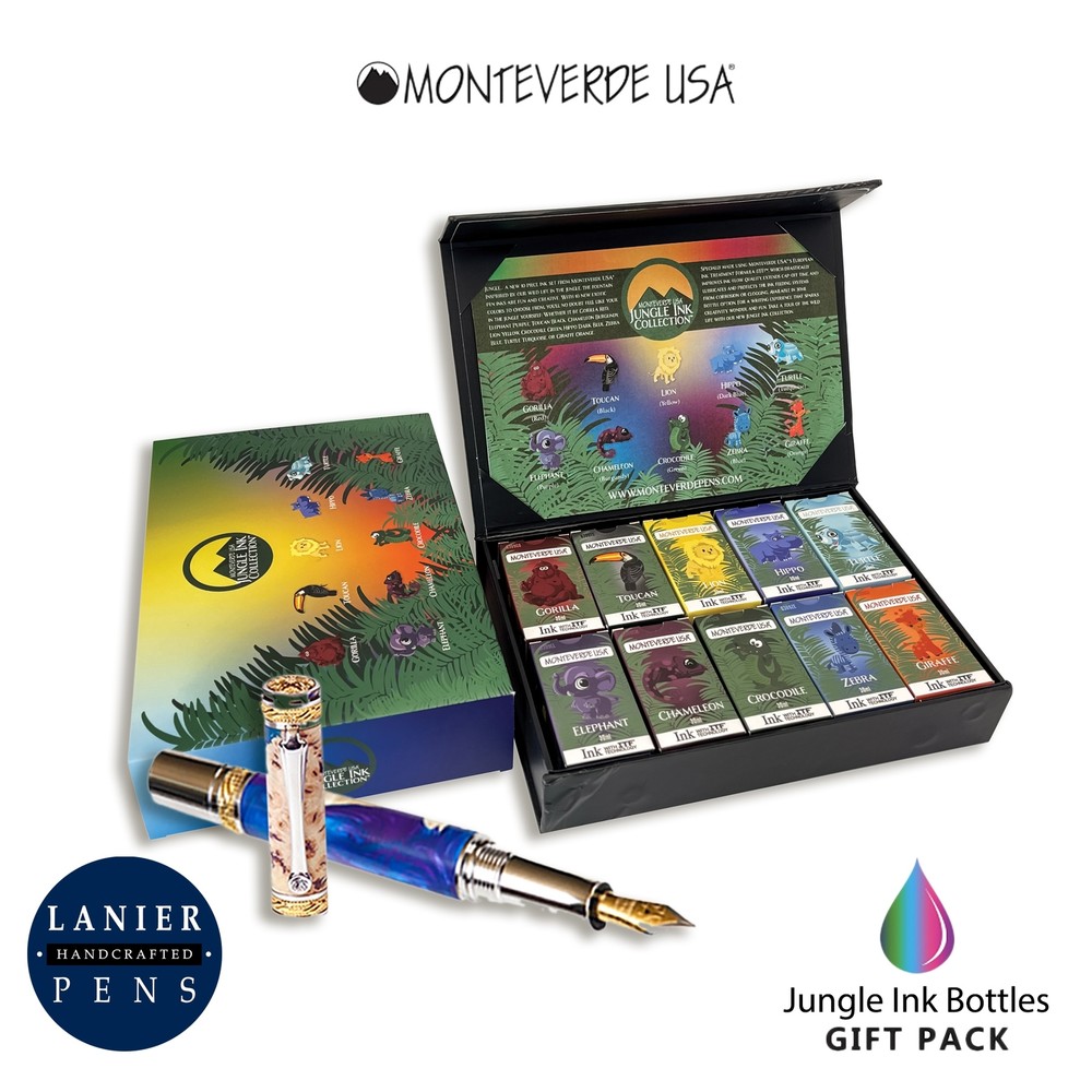 Monteverde MV12379 10 Piece Fountain Pen Ink Bottle Gift Set-Jungle Ink