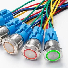 2/4/6/8/10Pcs 19mm LED Push Button Power Switch Latching w/ Wire Socket Harness