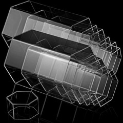 Hexagonal Acrylic Display Risers 6Pc Clear Stand Set for Jewelry Figures