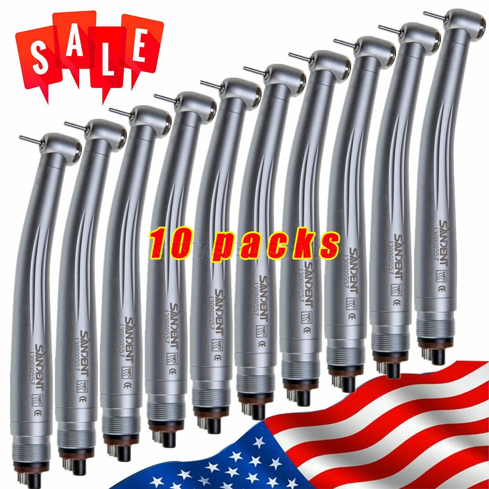 10 X SANDENT NSK PANA MAX Style Dental High Speed Handpiece Push Button 4 Hole