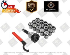 15Pc ER40 Precision Collet Set W/ R8 Bridgeport Shank Holder & Wrench-USA STOCK