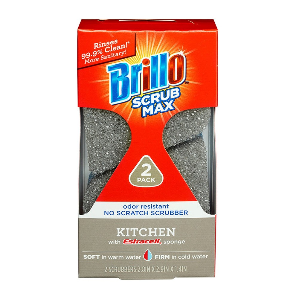 Brillo Scrub Max Heat Activated Sponges, Strong & Long Lasting, Blue/Gray