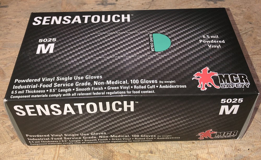 6.5 Mil. MCR Vinyl Gloves POWDERED (Med) Size Medium Latex FREE ~ (1 BOX Of 100)