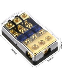 3-Way Copper Distribution Block with 60 Amp Mini ANL Fuse Holder 0GA to 4GA