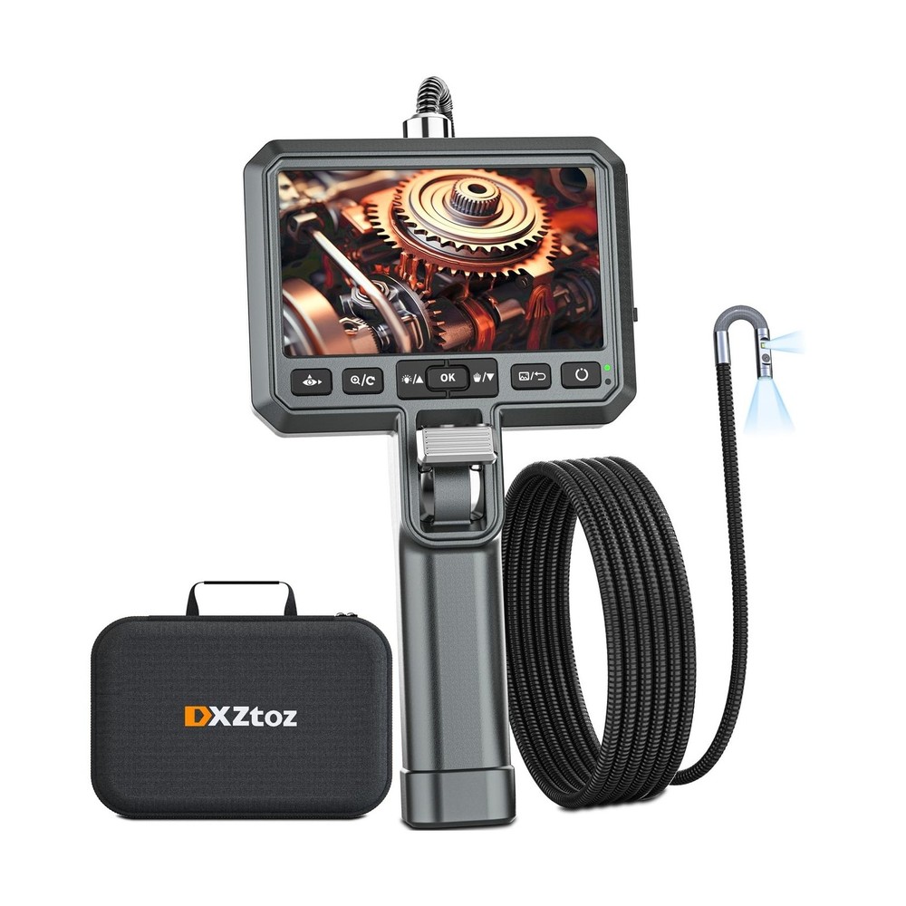 DXZtoz Dual-Lens Articulating Borescope with Light, 0.25in Ultra-Thin Probe, …
