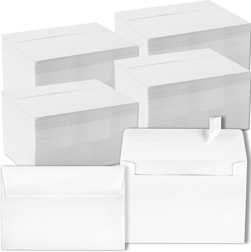 1000PCS A7 Envelopes 5.25×7.25″, Self-Adhesive for 5×7 Cards Mailing Bulk