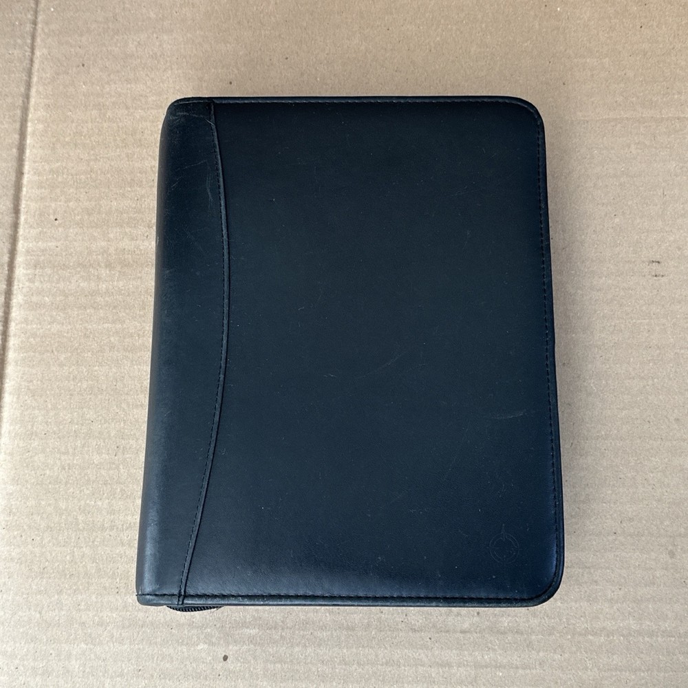 VTG Franklin Covey Genuine Leather Zipper Binder, Dark Green 10.5”x8”x2” (SC470)