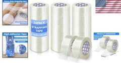 16 Rolls 2 Inch X 60 Yards 5.5 Mil Fiberglass Filament Packing Tape Transpare…