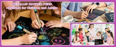 30 Colors Metallic Marker Pens, Dual Tip Acrylic Paint Pens for Scrapbook Black