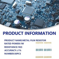High-Quality 1K Ohm Metal Film Resistors – 50 Pcs for DIY and Experiments