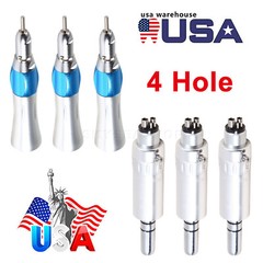 1-5 Dental Straight Nose cone & Air Motor 4Hole fit NSK Low Slow Speed Handpiece