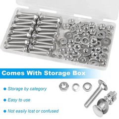 24 Sets 1/4-20 x 1-1/4″ Carriage Bolts Screws, 304 Stainless Steel Round Head…