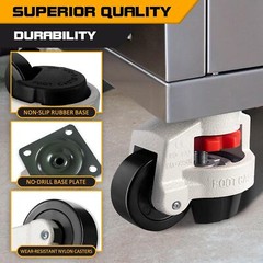 4PCS Leveling Machine Caster with Rubber Pad, Retractable Workbench Caster Wheel