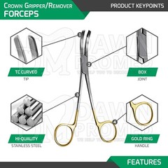 3 Pcs T/C Wynman Crown Remover & Gripper Forceps 7″ Dental Instruments German Gr