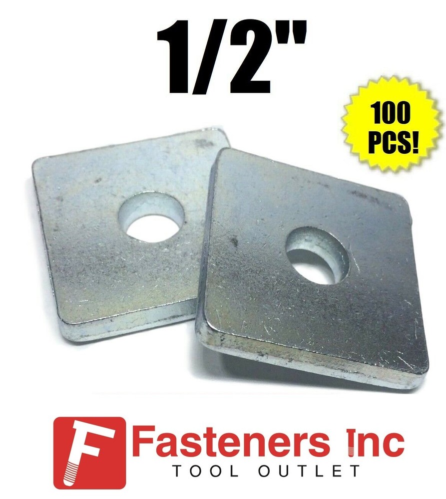 (Qty 100) 1/2″ X 1-5/8″ X 1-5/8 Square Washers for Unistrut Channel #4602 P1064