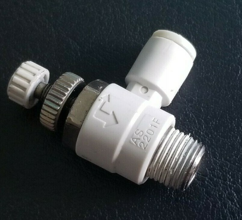 SMC push-to-connect 90 deg flow control air fitting 5/32 x 1/8 NPT AS2201F