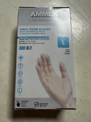 AMMEX Medical Vinyl Exam Gloves Clear Powder-Free Box of 100 Large L Protection