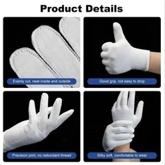 3 Pairs White Cotton Gloves Moisturizing Sleeping Spa Dry Hand Care