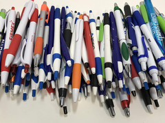 Closeouts for Less 175 Lot Misprint Ink Pens, Ball Point, Plastic, Retractable
