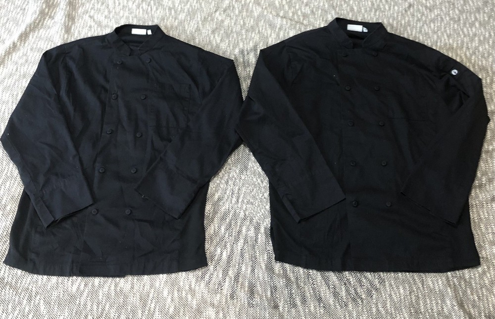 Lot Of 2 Chef Works Unisex Cool Vent Chefs Jacket in Black M- Polycotton