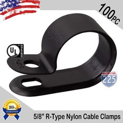 100 PCS PACK 5/8″ Inch R-Type CABLE CLAMPS NYLON BLACK HOSE WIRE ELECTRICAL UV