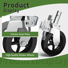 8 Inch Scaffolding Wheels, Scaffold Caster with Dual Locking Brakes, Heavy Duty