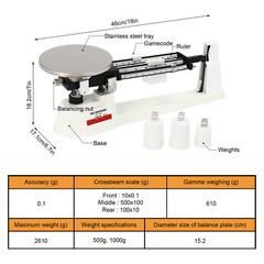 Triple Beam Scale, 2610G x 0.1g Triple Beam Mechanical Balance Scale Weighing