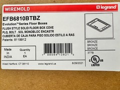 Legrand Evolution EFB6, EFB8, EFB10 Floor Box Flush Style Cover w/ Solid Lid