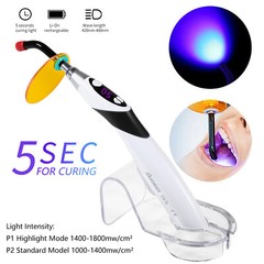 Dental Light Cure Lamp Cordless 3 Modes Metal Head LED 5SEC Dental Curing Light
