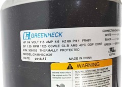 Greenheck CK48HB03K07 1/4 HP 1800 RPM Fan Motor