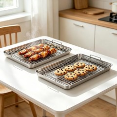 15.9″ Large Stainless Steel Baking Sheet with Rack & Glove, 15.9″, 2 PCS