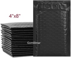 Black Poly Bubble Mailers #000 4×8 Padded Envelopes Self Seal Shipping Bags