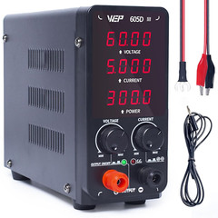 60.00V 5.000A High Precision Bench Lab Variable Power Supply with Alligator Clip