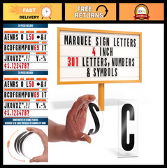 Changeable Marquee Letters & Numbers Set, 4″ Plastic Acrylic Sign for Outdoor Us