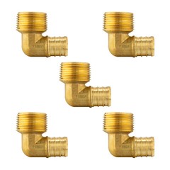 EFIELD 5 PCS 3/4″ PEX x 3/4″ Male NPT Elbow Brass Crimp Fittings(LEAD-FREE) NSF