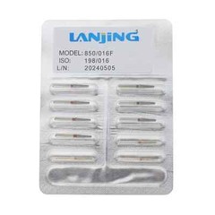 Dental Diamond Burs Round End Taper 850/016F Fine Grit Red FG High Speed 10pcs