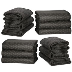 6 Pack Moving Blankets 80″ x 72″ Pro Economy Black Shipping Furniture Pads