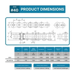 #40 Roller Chain x 10 feet + 2 Connecting Links + Same Day Expedited Shipping