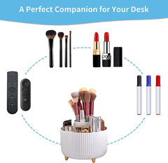 Desk Organizer 360-Degree Rotating Pen Holder With 5 Compartments Pencil Holder